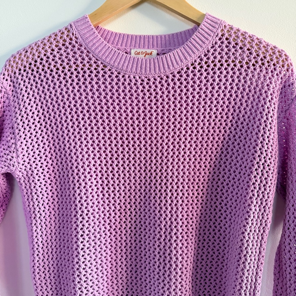 Cat & Jack Girls Cable Knit Soft Pullover‎ Sweater Lilac Size XL